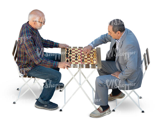 two men playing chess seen from above