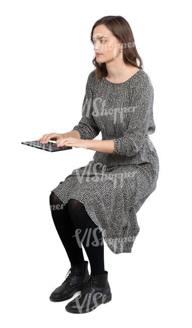 cut out woman working with a computer