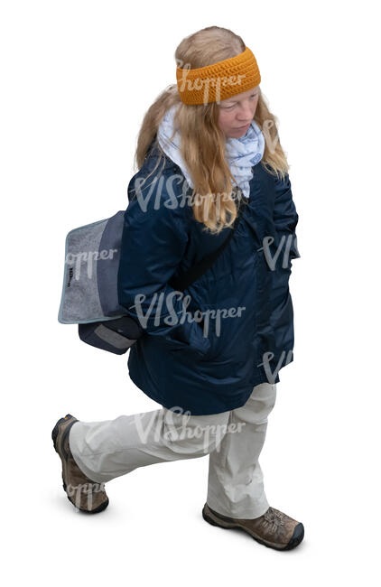 woman walking in autumn seen from above