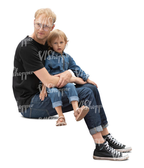 man sitting with her daghter on his lap