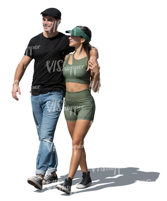 cut out couple walking in summer