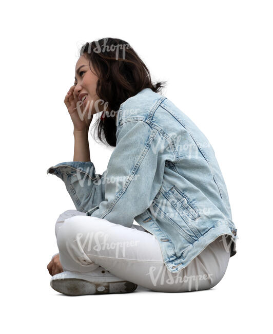 asian woman sitting on the ground