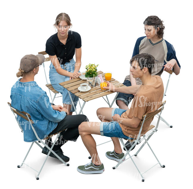 group of friends sitting in a restaurant seen from above