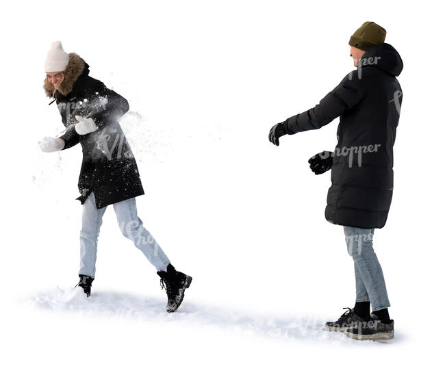 two people having a fun snow fight