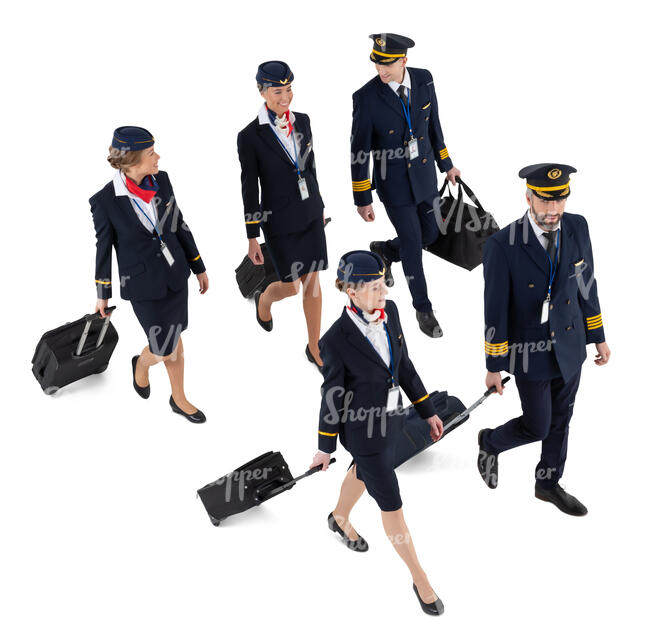cut out flight crew walking seen from above