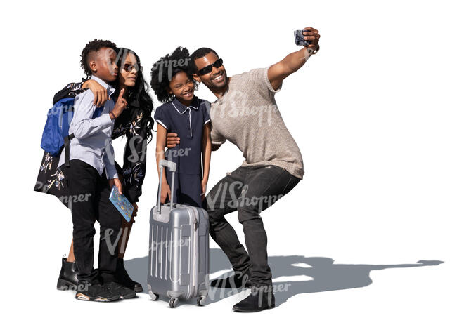 cut out african american family taking a selfie