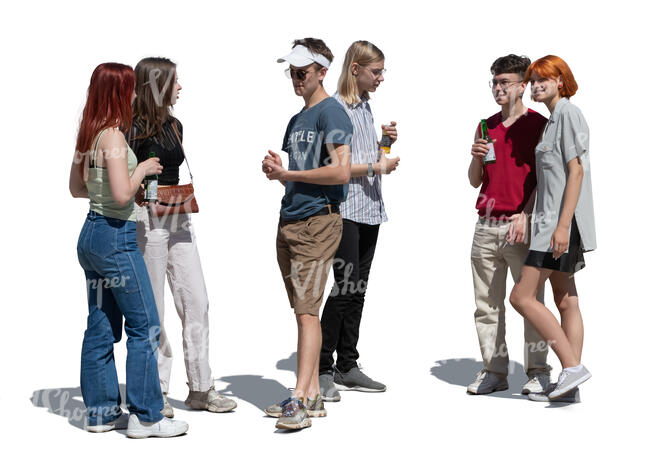 cut out group of teenagers standing and talking