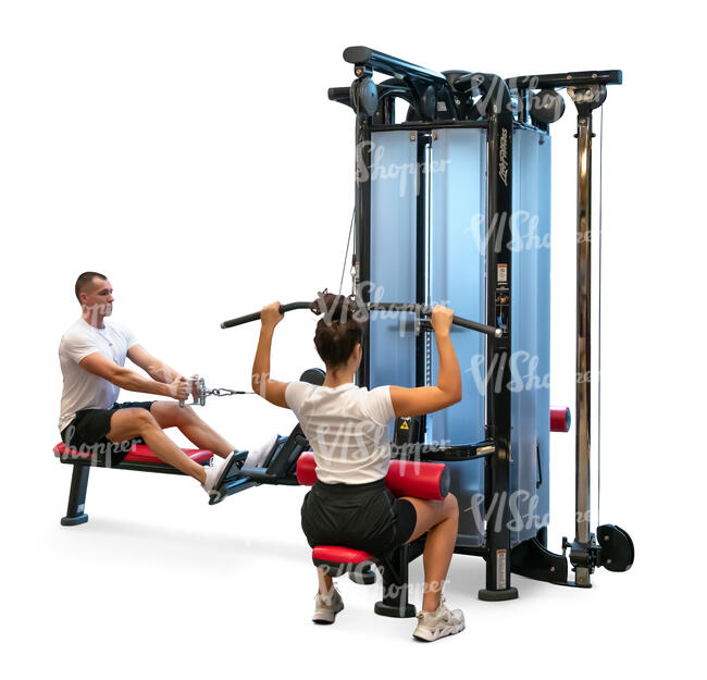 two people working out in a gym