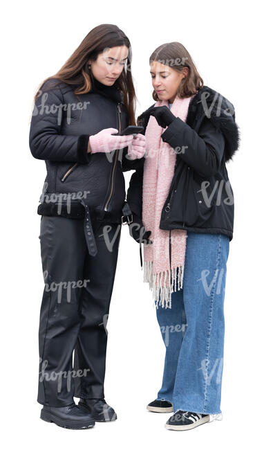 two women looking at a phone together