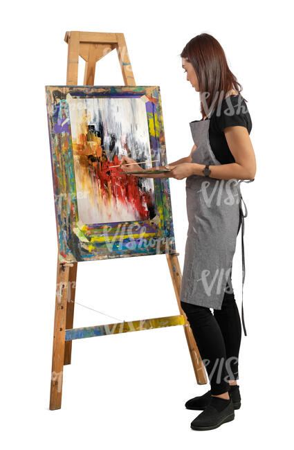 woman at an art class painting