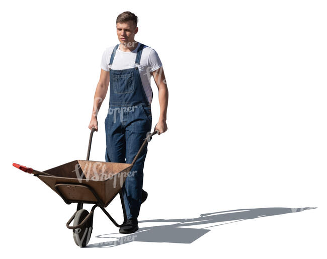 man with a wheelbarrow walking