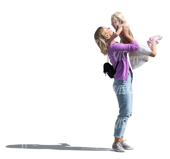 woman lifting up her daughter