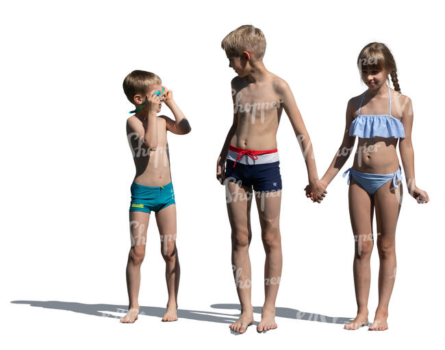 cut out group of children preparing to go swimming
