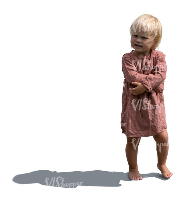 cut out little barefooted girl standing