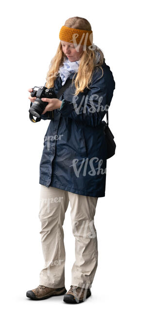 cut out woman with a photo camera standing