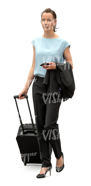 businesswoman with a suitcase walking