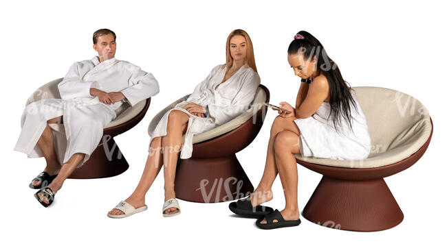 three cut out people relaxing in the spa lounge