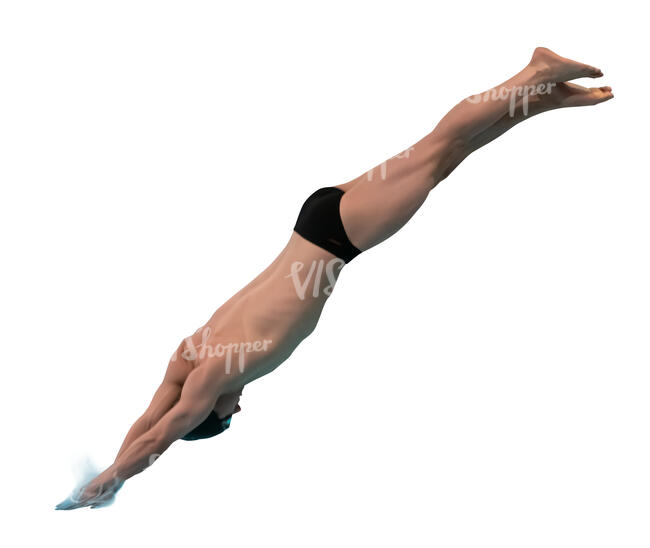 cut out swimmer jumping into the pool