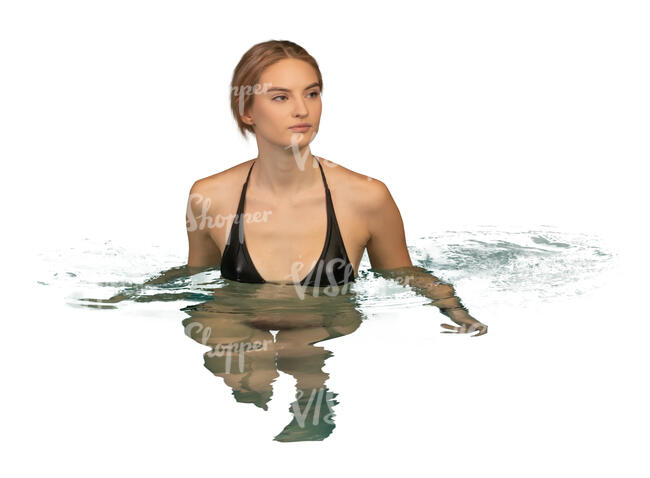 cut out woman relaxing in the pool