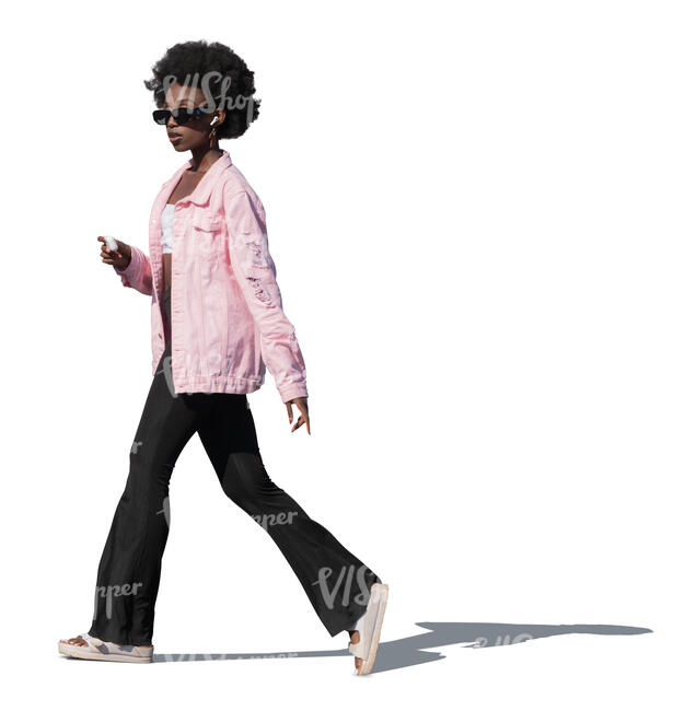 cut out black woman walking