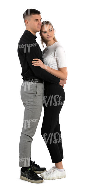 couple standing and with arms around each other