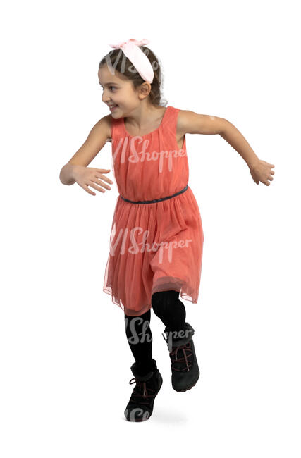cut out little girl in a dress running around