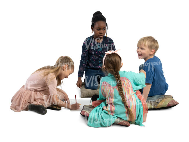 group of kids drawing on the floor