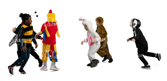 kids in animal costumes running around