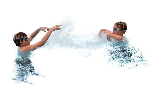 two boys playing in water