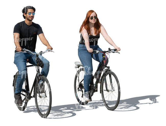 man and woman riding a bike side by side