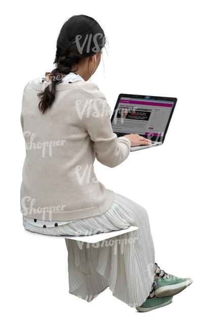 asian woman sitting and working with computers