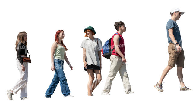 teenagers walking seen from below angle