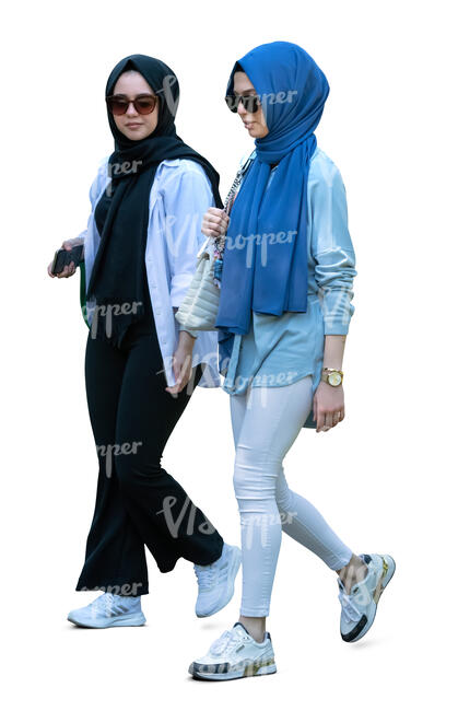 two young muslim women walking