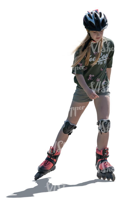 backlit girl with a helmet roller skating