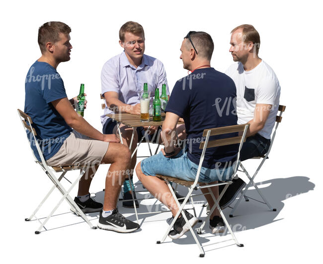 group of men sitting in an outdoor cafe