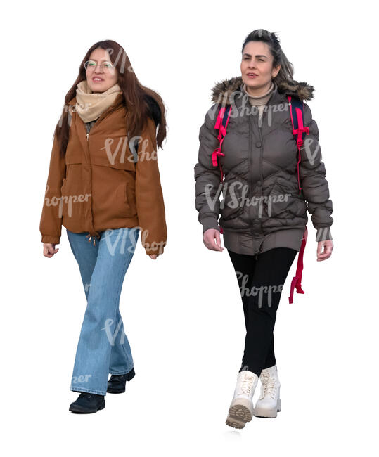 two women walking in autumn