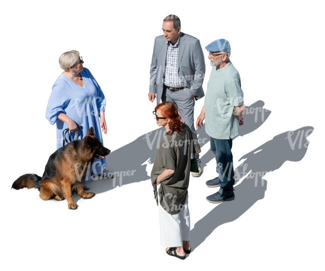 group of older people standing seen from above