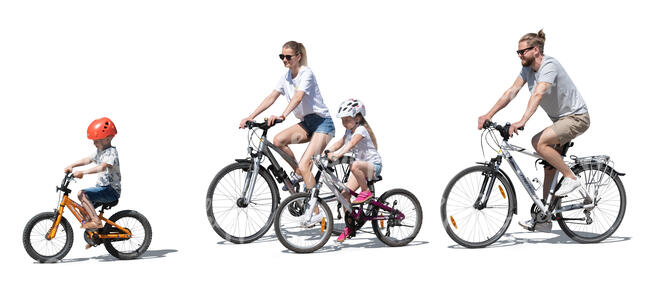 family with kids riding bikes