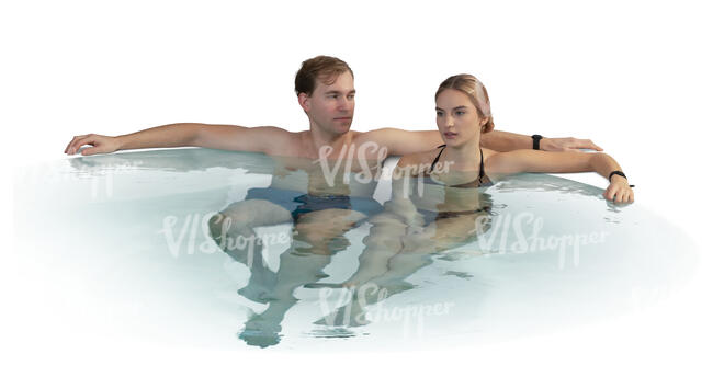 man and woman relaxing in a hot tub