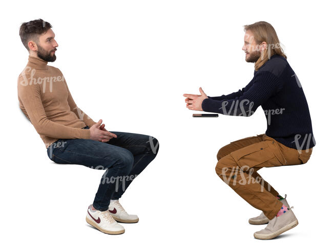 men sitting and talking