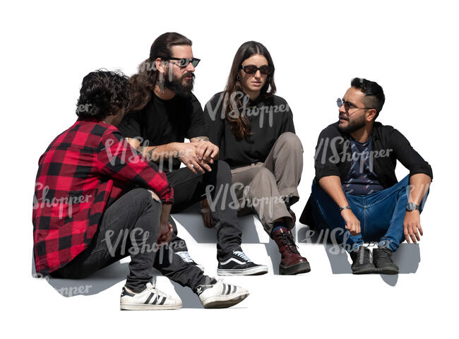 group of friends sitting on the stairs outside