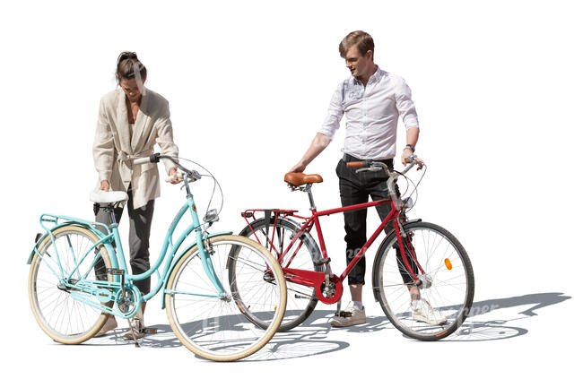 man and woman with bikes getting ready to go riding