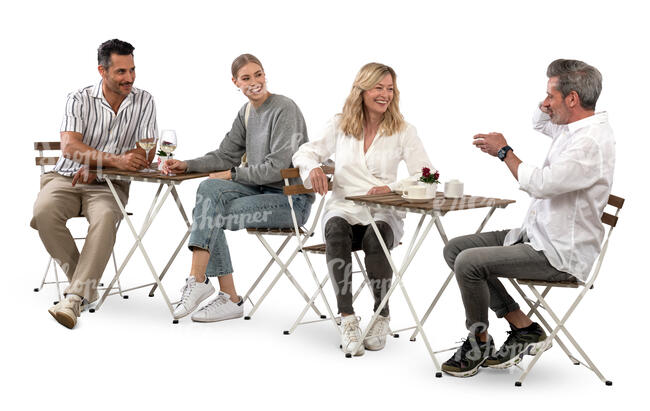 group of friends sitting in a cafe