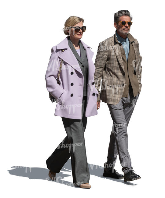 middle aged couple walking