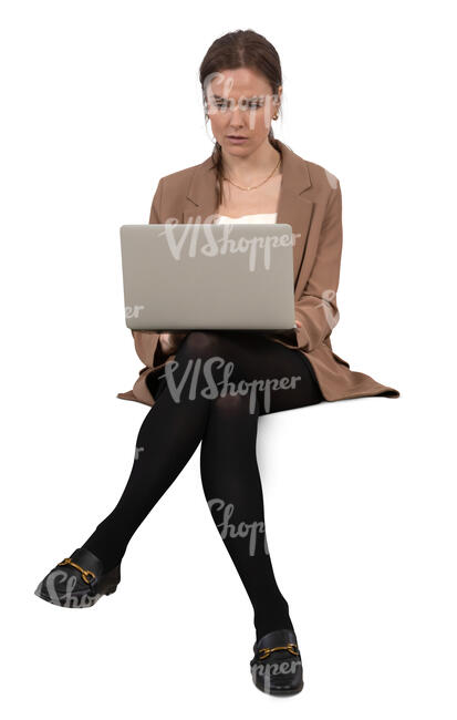 woman with a laptop sitting and working