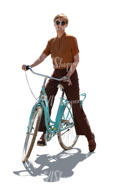 backlit photo of a woman with a bike