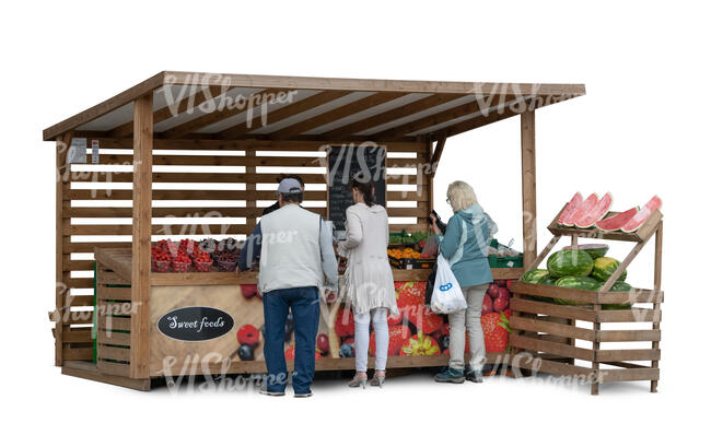 group of people buying food at vegetable stand