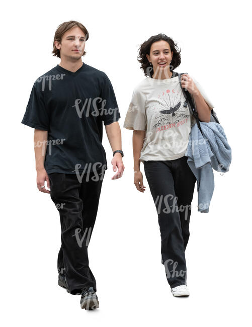 man and woman walking side by side