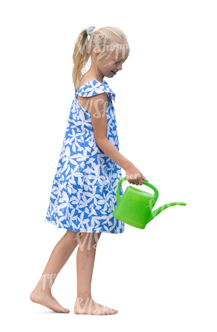 little girl watering plants