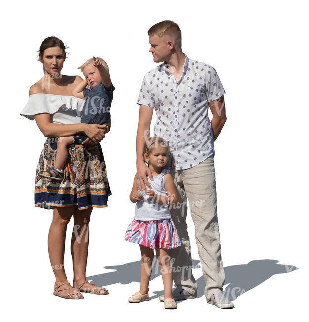 family with two kids standing